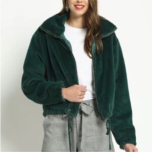Dark green fur zip up
